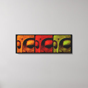 Buddha Gezichten Triptiek Kunst Canvas Afdruk