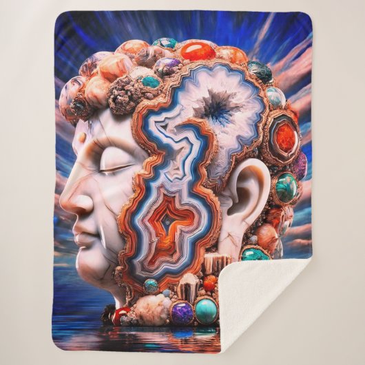 Buddha Head Geode Sherpa Deken (Voorkant)