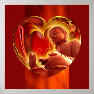 BUDDHA Heart brandrood Poster