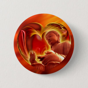 BUDDHA Heart brandrood Ronde Button 5,7 Cm