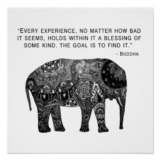 Buddha Henna Elephant Wisdom Perfect Poster