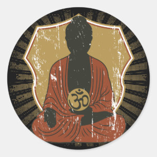 Buddha Meditating Om Symbol Ronde Sticker