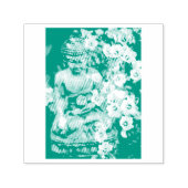 BUDDHA MET BLOOMS RUBBER STEMP ZELFINKTENDE STEMPEL (Design)