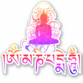 Buddha Om Mani Padme Hum Buddhist Mantra gekleurd Sticker