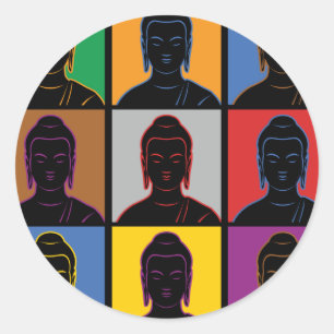Buddha Pop Art Ronde Sticker