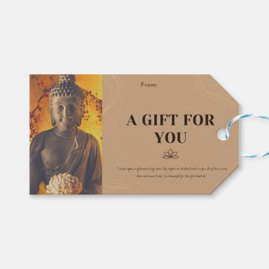 Buddha schrijft een cadeau voor je persoonlijke ca cadeaulabel (Voorkant (Horizontaal))