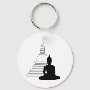 Buddha Silhouette met Stupa Sleutelhanger