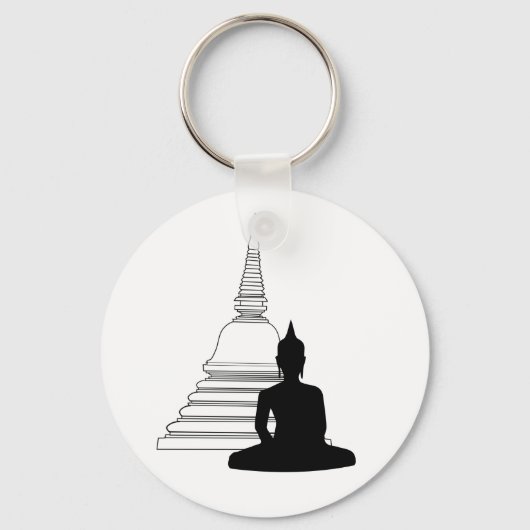 Buddha Silhouette met Stupa Sleutelhanger (Voorkant)