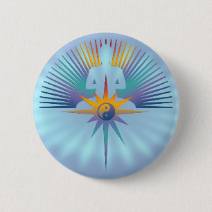 Buddha Star 3D blauwe shine Ronde Button 5,7 Cm