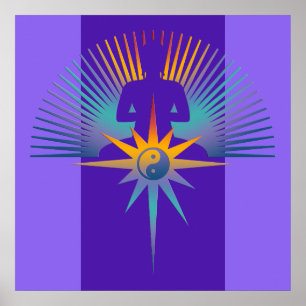 Buddha Star 3D lila violet Poster