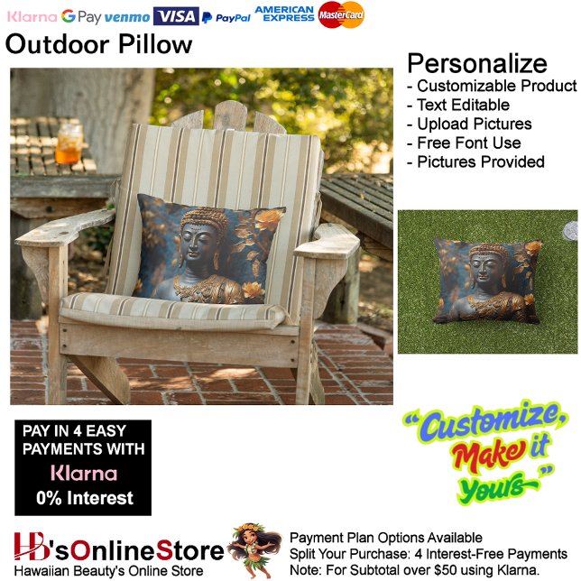 Buddha Ultra Cozy Outdoor Sierkussen (Buddha Ultra Cozy Outdoor Throw Pillow.)