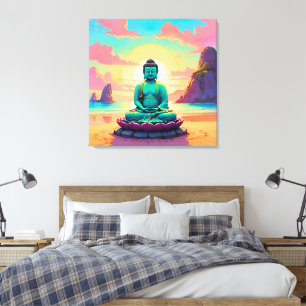 Buddha's Zonsondergangsreflectie Canvas Afdruk