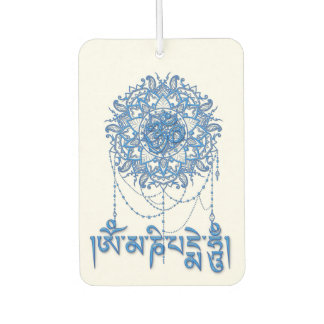 Buddhism Mani Mantra In Blue With Mandala Luchtverfrisser