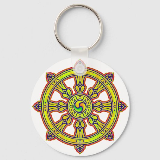 Buddhist Dharma Chakra Sleutelhanger (Voorkant)