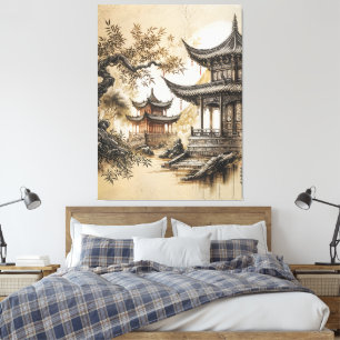 Buddhist Temple Canvas Afdruk