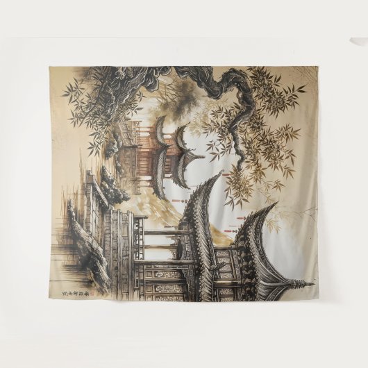 Buddhist Temple Wandkleed (Voorkant (horizontaal))