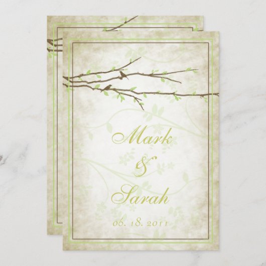 Budding Branches with Birds  III Invitation Kaart (Voorkant / Achterkant)