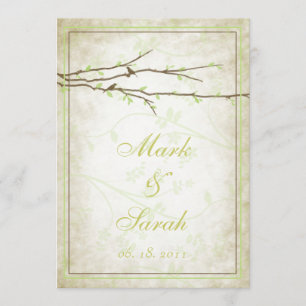 Budding Branches with Birds  III Invitation Kaart