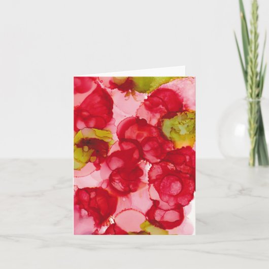 "Budding Red" - Alcohol Ink Art Print Kaart (Voorkant)