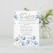 Budding With Joy Blue Baby shower Invitation (Debout devant)