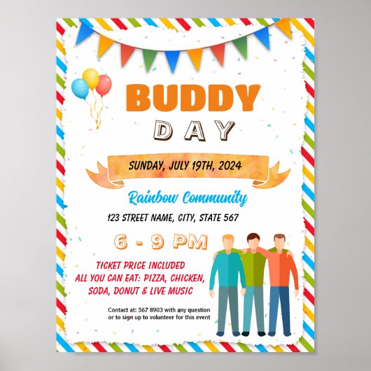 Buddy dag event flyer poster sjabloon (Voorkant)