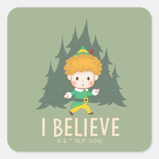 Buddy de Elf geloof ik Vierkante Sticker (Voorkant)
