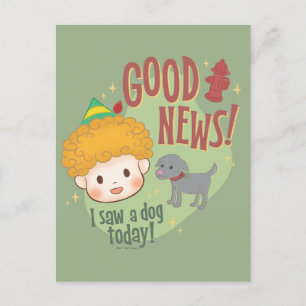 Buddy de Elf Goed Nieuws! Ik Zag Vandaag een Hond! Feestdagenkaart