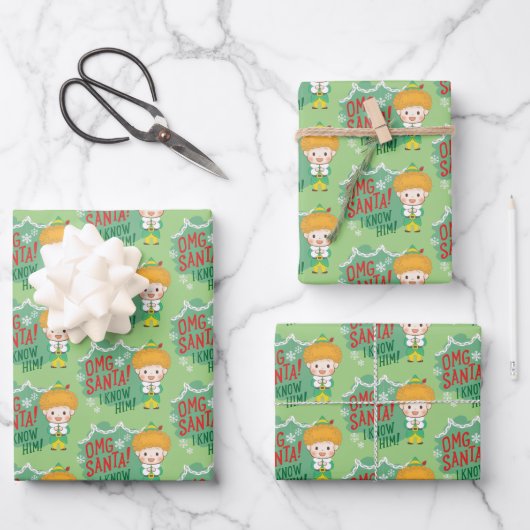 Buddy de Elf OMG Santa! Ik ken hem! Inpakpapier Vel (Voorkant)