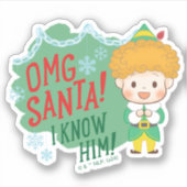 Buddy de Elf OMG Santa! Ik ken hem! Sticker (Voorkant)