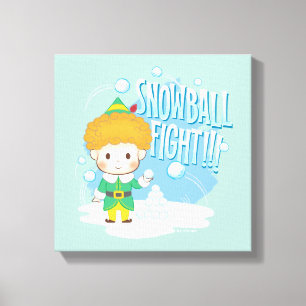 Buddy de Elf Sneeuwballengevecht! Canvas Afdruk