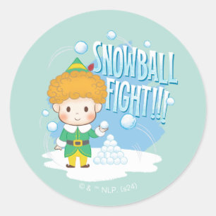 Buddy de Elf Sneeuwballengevecht! Ronde Sticker