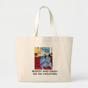 Buddy en DaisyGo op Vacation Grote Tote Bag