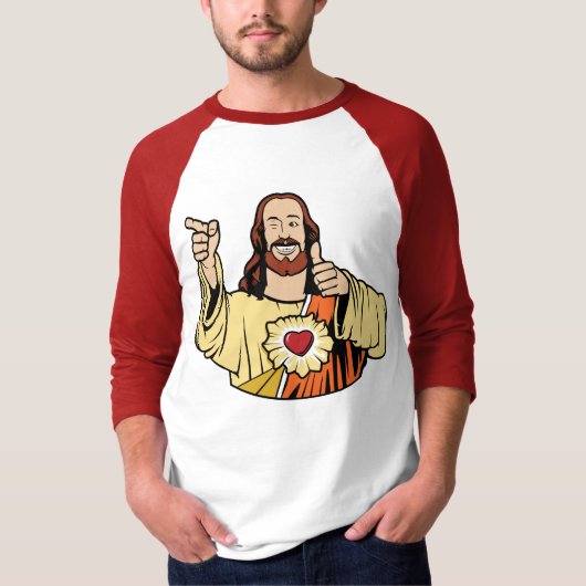 Buddy Jesus Baseball T-Shirt (Voorkant)