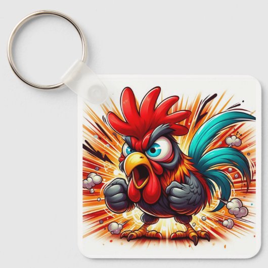 "Buddy Rooster" Double Sided Aluminum Keychain (Voorkant)