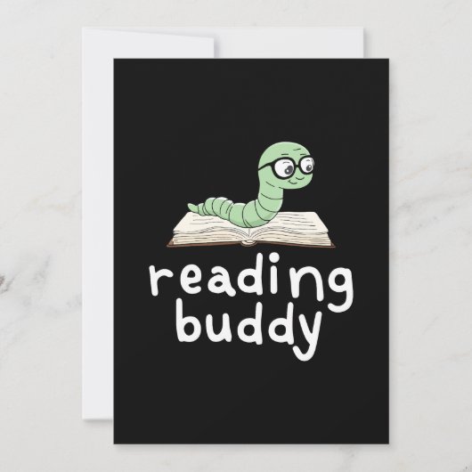 Buddy Schattigee boekenwurm lezen met boek Kaart (Voorkant)