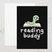 Buddy Schattigee boekenwurm lezen met boek Kaart (Voorkant / Achterkant)