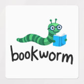 Buddy Schattigee boekenwurm lezen met boek Labels (Design 2)