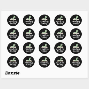 Buddy Schattigee boekenwurm lezen met boek Ronde Sticker