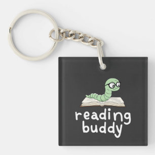 Buddy Schattigee boekenwurm lezen met boek Sleutelhanger