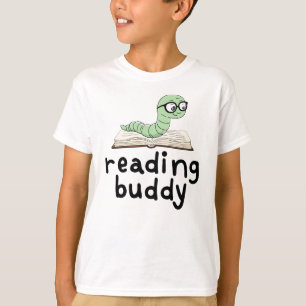 Buddy Schattigee boekenwurm lezen met boek T-shirt