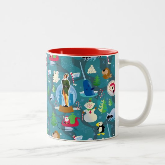 Buddy the Elf and Characters Teal Pattern Tweekleurige Koffiemok (Rechts)