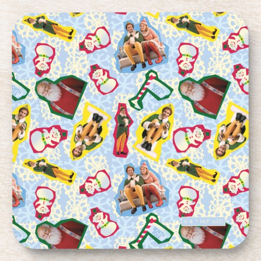 Buddy the Elf and Santa North Pole Pattern Bier Onderzetter (Voorkant)