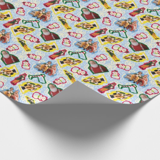 Buddy the Elf and Santa North Pole Pattern Cadeaupapier (Hoek)