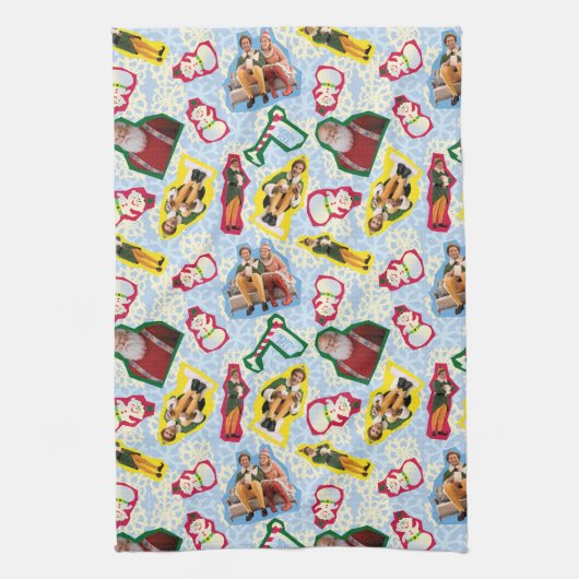 Buddy the Elf and Santa North Pole Pattern Theedoek (Verticaal)