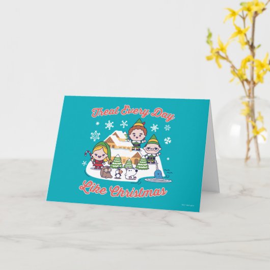 Buddy the Elf Chibi Graphic Kaart (Gele Bloem)