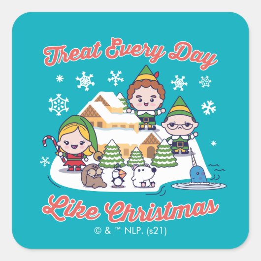 Buddy the Elf Chibi Graphic Vierkante Sticker (Voorkant)