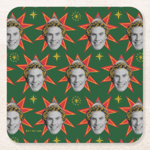 Buddy the Elf Emoties Pattern Vierkante Kartonnen Onderzetter