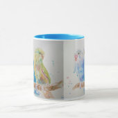 Buddy Trois Branche assise Aquarelle Mug Bleu (Centre)