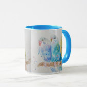 Buddy Trois Branche assise Aquarelle Mug Bleu (Devant droit)
