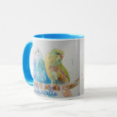 Buddy Trois Branche assise Aquarelle Mug Bleu (Devant gauche)